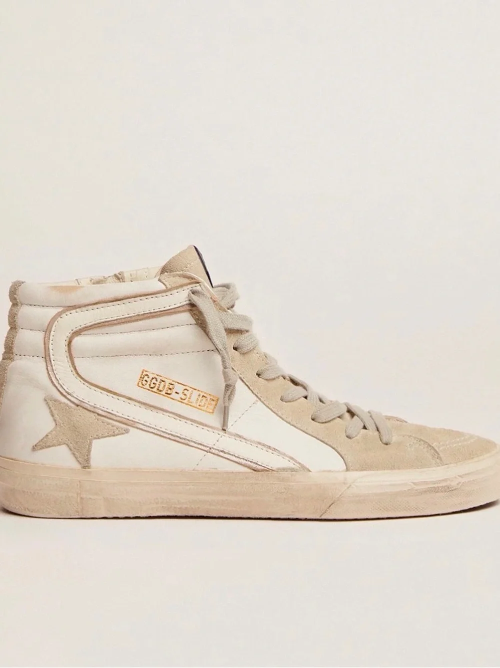 GGDB-Style Cream & Beige High-Top Sneaker for Women